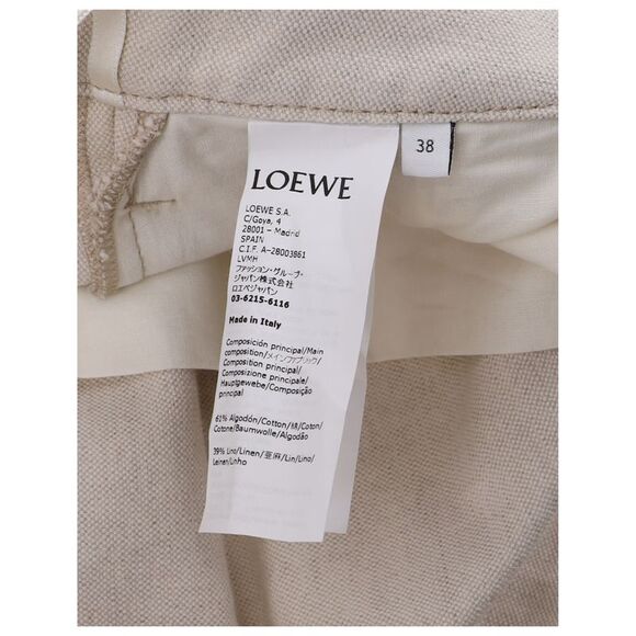 Loewe Belt Hoop Detail Wide-Leg Trousers in Beige Cotton - Picture 5 of 10